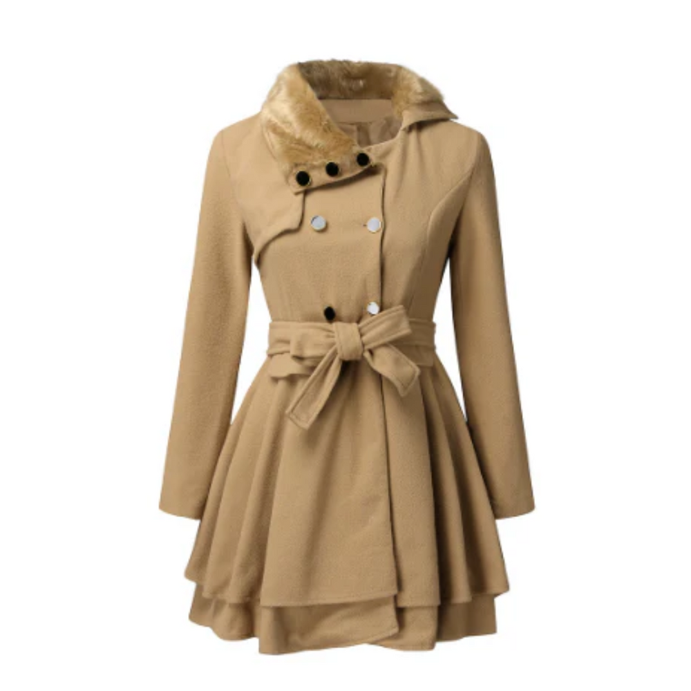 Long Winter Coat for Women with Belt